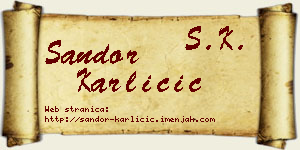Šandor Karličić vizit kartica